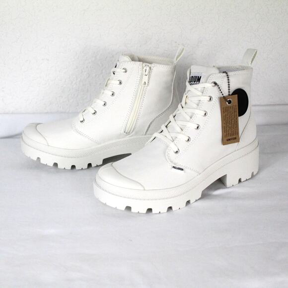 Palladium Women's Pallabase Twill Boot Size 8.5 Star White - Picture 2 of 3